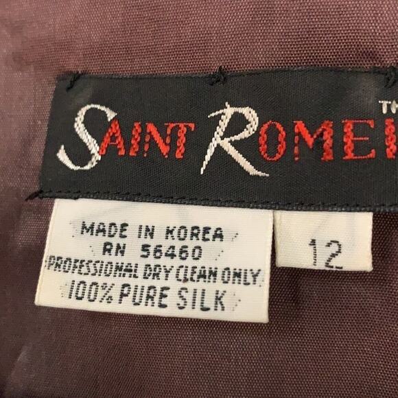 VINTAGE‎ SAINT ROMEI 100% SILK EVENING HOLIDAY DRESS SIZE 12 - Picture 4 of 7